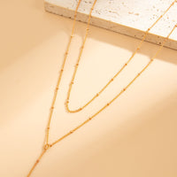 Thumbnail for Minimalist Layered Gold Silver Tone Saturn Chain Y Necklace - ArtGalleryZen