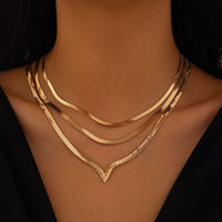 Thumbnail for Minimalist Layered Herringbone Chain Necklace Set