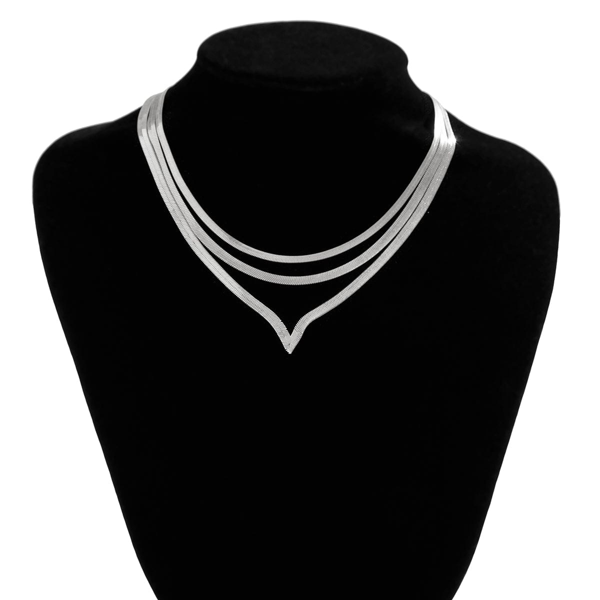 Minimalist Layered Herringbone Chain Necklace Set