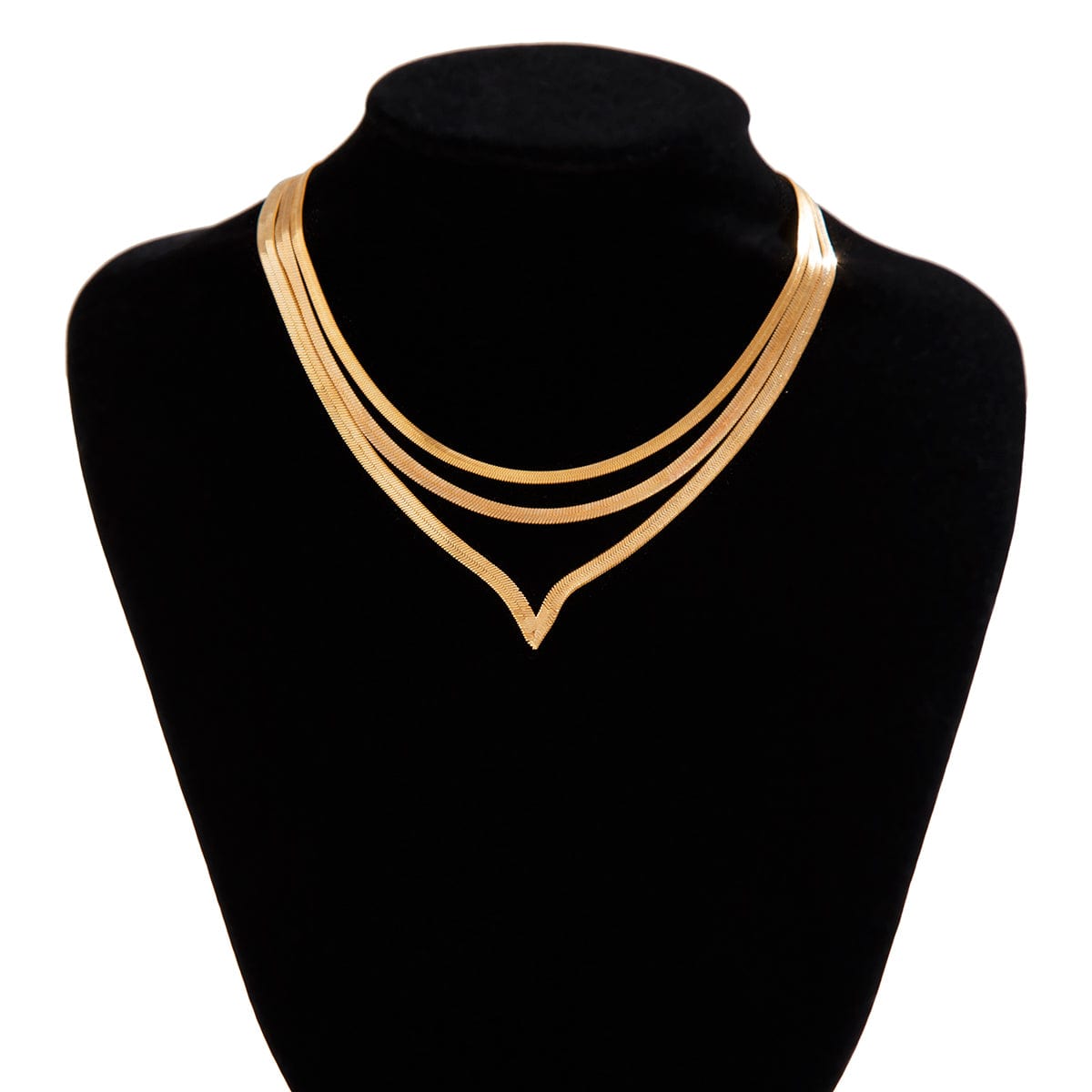 Minimalist Layered Herringbone Chain Necklace Set