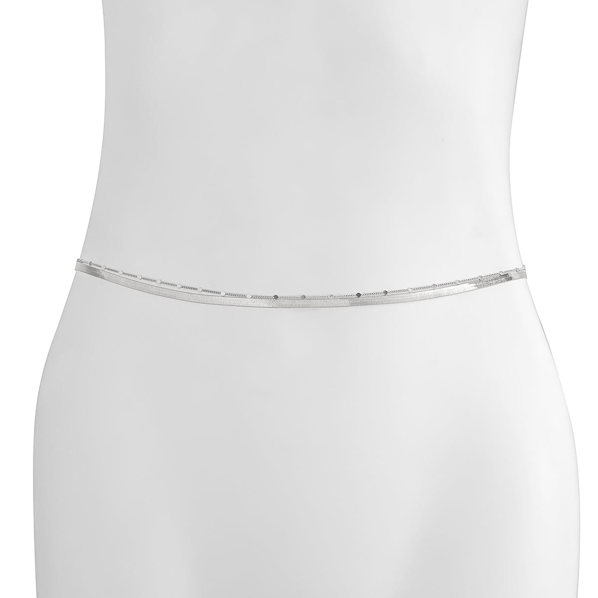 Minimalist Layered  Herringbone Saturn Belly Chain Set - ArtGalleryZen