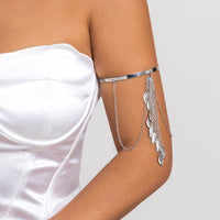 Thumbnail for Minimalist Layered Leaf Tassel Arm Cuff - ArtGalleryZen