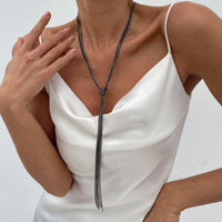 Thumbnail for Minimalist Layered Long Tassel Chain Y Necklace