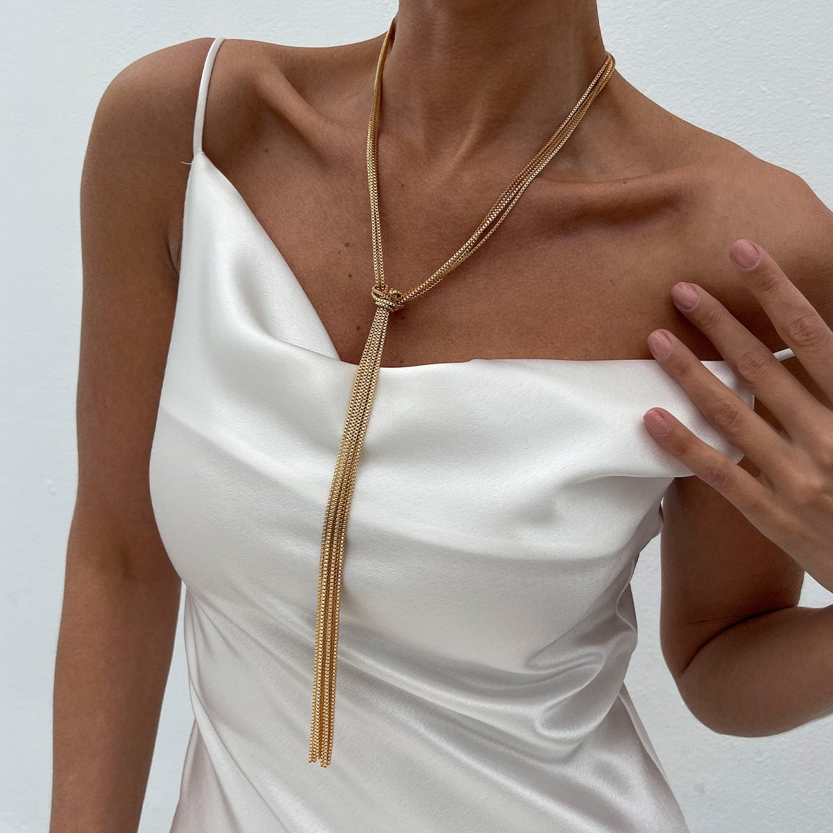 Minimalist Layered Long Tassel Chain Y Necklace