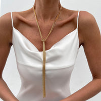 Thumbnail for Minimalist Layered Long Tassel Chain Y Necklace