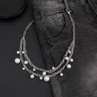 Thumbnail for MInimalist Layered Pearl Charm Curb Trouser Chain - ArtGalleryZen