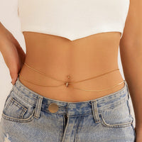 Thumbnail for Minimalist Layered Rhinestone Inlaid  Navel Piercing Belly Chain