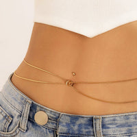 Thumbnail for Minimalist Layered Rhinestone Inlaid  Navel Piercing Belly Chain