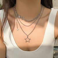 Thumbnail for Minimalist Layered Star Pendant Curb Chain Necklace Set - ArtGalleryZen