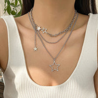 Thumbnail for Minimalist Layered Star Pendant Curb Chain Necklace Set - ArtGalleryZen