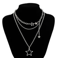 Thumbnail for Minimalist Layered Star Pendant Curb Chain Necklace Set - ArtGalleryZen