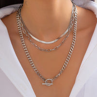 Thumbnail for Minimalist Layered Toggle Clasp Curb Snake Chain Necklace Set