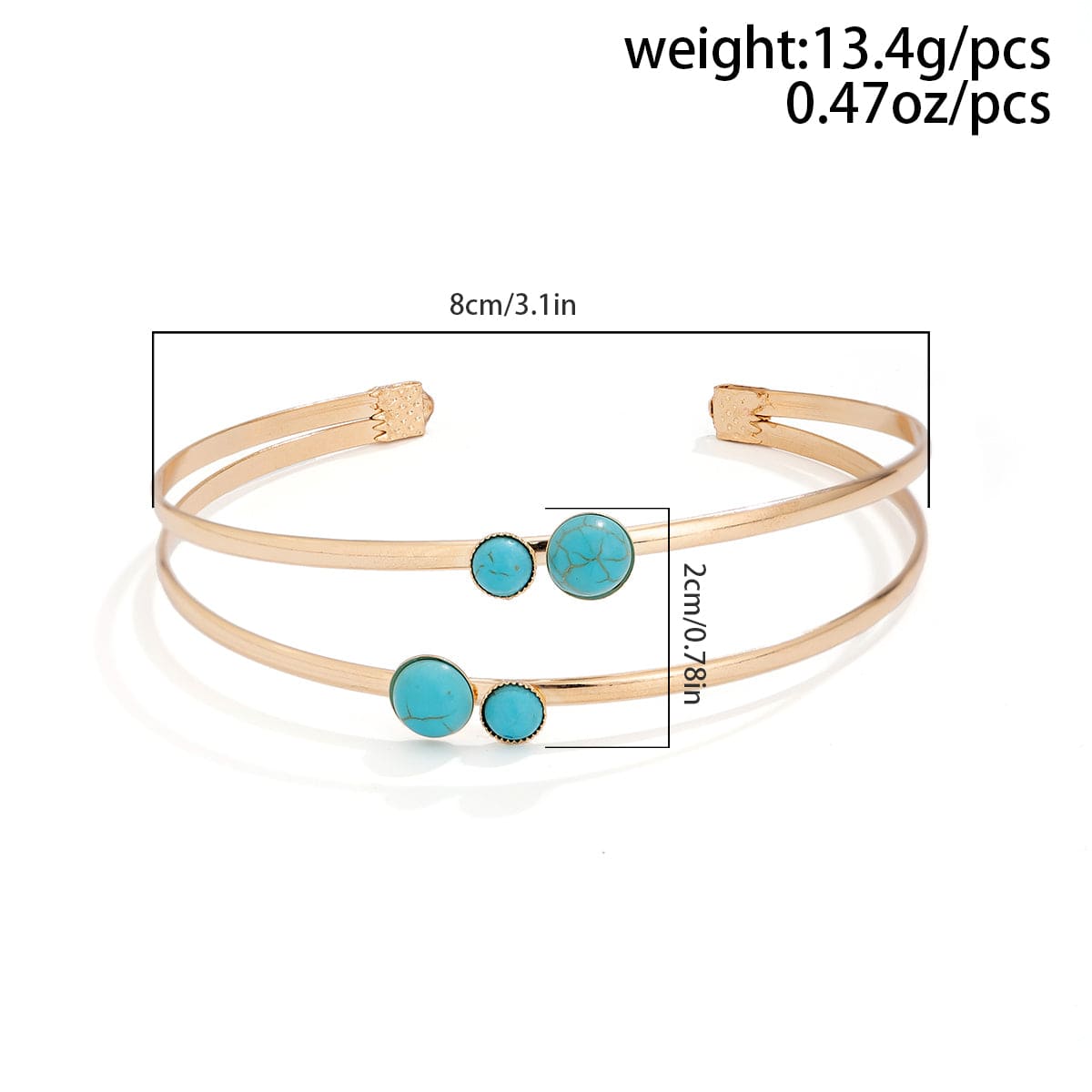 Minimalist Layered Turquoise Inlaid Arm Cuff