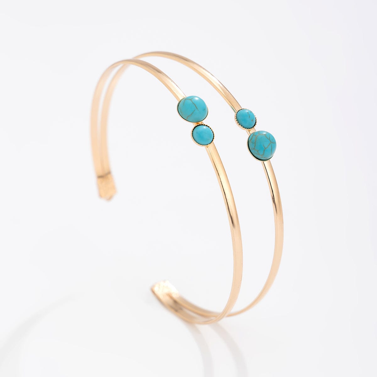 Minimalist Layered Turquoise Inlaid Arm Cuff