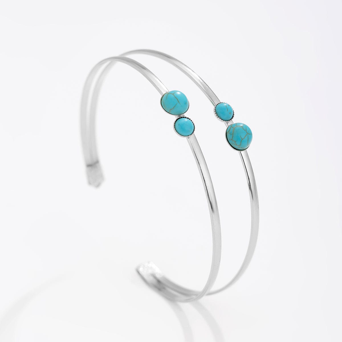 Minimalist Layered Turquoise Inlaid Arm Cuff