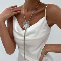 Thumbnail for Minimalist Pearl Flower Charm Long Tassel Chain Y Necklace - ArtGalleryZen