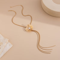 Thumbnail for Minimalist Pearl Flower Charm Long Tassel Chain Y Necklace - ArtGalleryZen