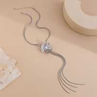 Thumbnail for Minimalist Pearl Flower Charm Long Tassel Chain Y Necklace - ArtGalleryZen