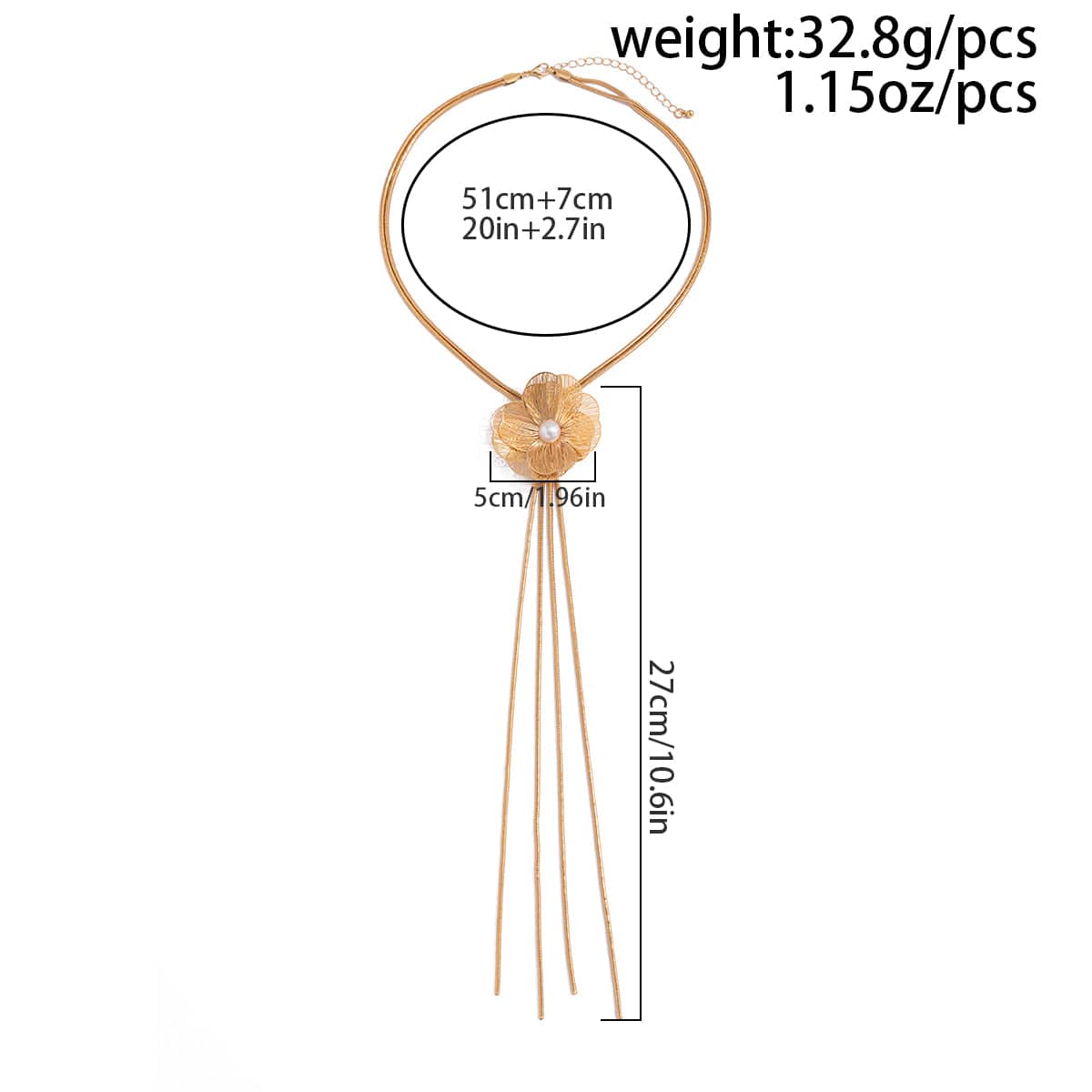 Minimalist Pearl Flower Charm Long Tassel Chain Y Necklace - ArtGalleryZen