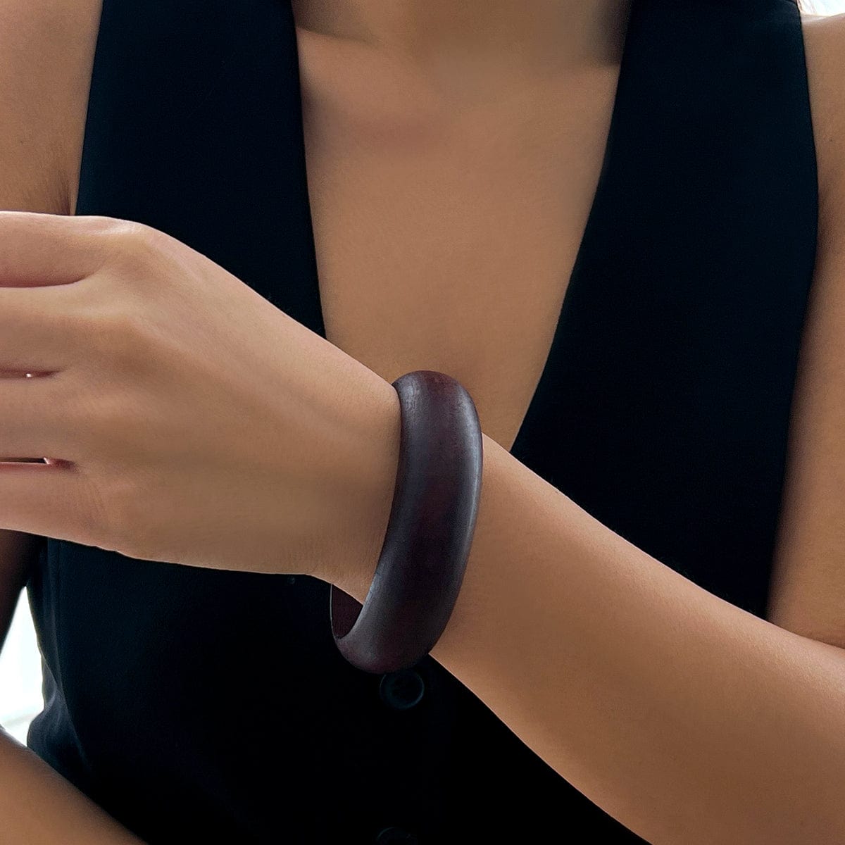 Minimalist Retro Wood Wrist Cuff Bangle Bracelet