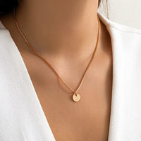 Thumbnail for Minimalist Round Initial Pendant Box Chain Necklace - ArtGalleryZen