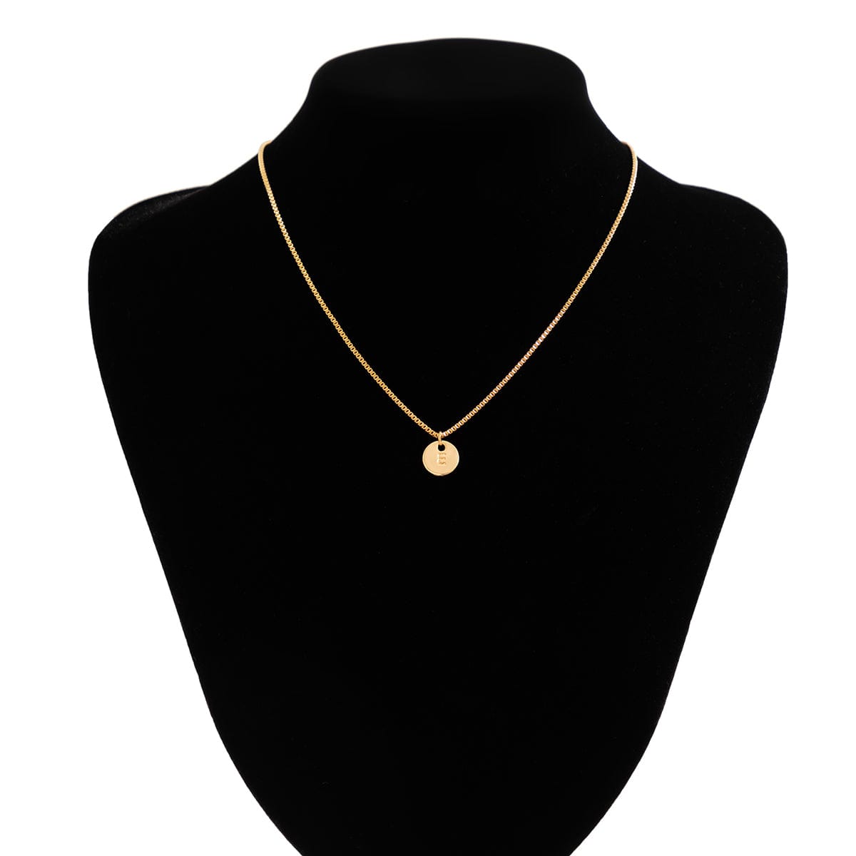 Minimalist Round Initial Pendant Box Chain Necklace - ArtGalleryZen