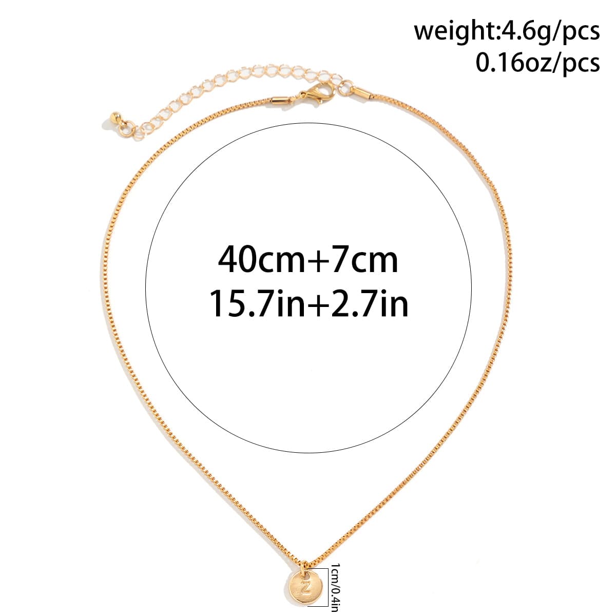 Minimalist Round Initial Pendant Box Chain Necklace - ArtGalleryZen