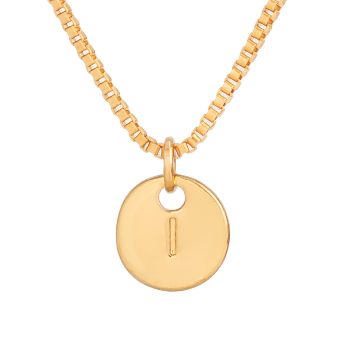 Minimalist Round Initial Pendant Box Chain Necklace - ArtGalleryZen