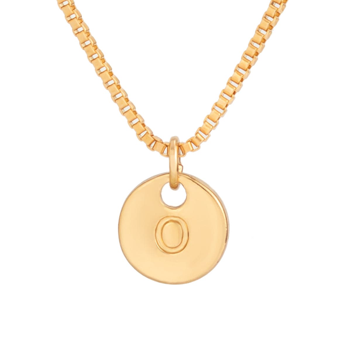 Minimalist Round Initial Pendant Box Chain Necklace - ArtGalleryZen