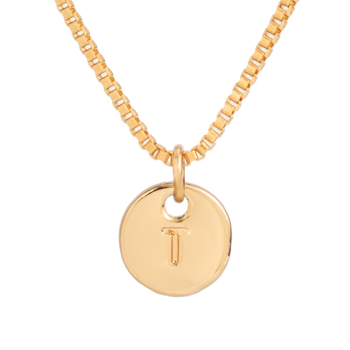 Minimalist Round Initial Pendant Box Chain Necklace - ArtGalleryZen