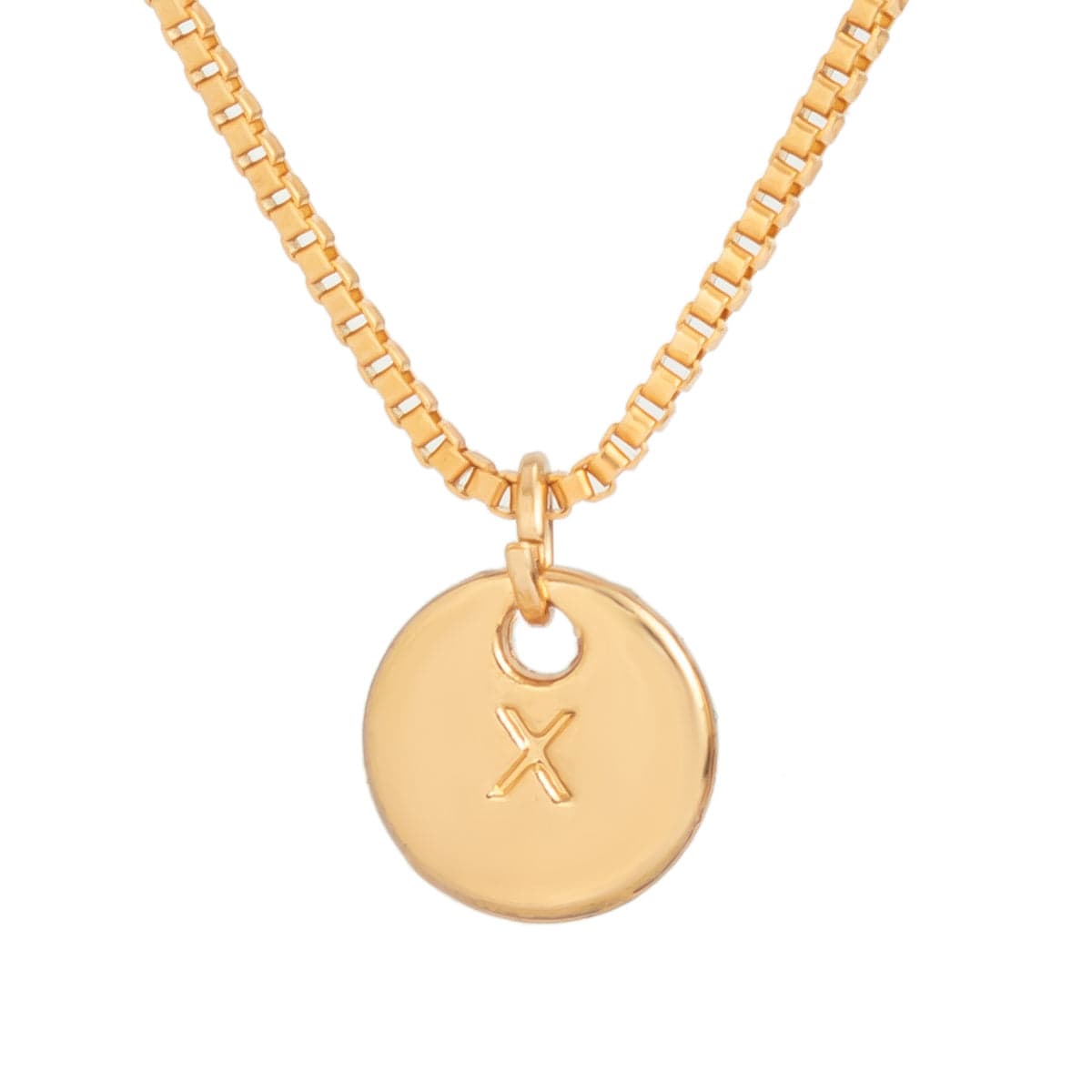 Minimalist Round Initial Pendant Box Chain Necklace - ArtGalleryZen