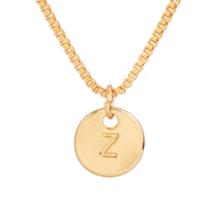 Thumbnail for Minimalist Round Initial Pendant Box Chain Necklace - ArtGalleryZen