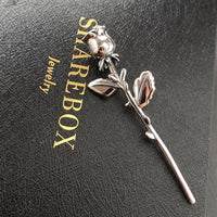 Thumbnail for Minimalist Silver Tone Rose Flower Necklace - ArtGalleryZen