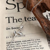 Thumbnail for Minimalist Silver Tone Rose Flower Necklace - ArtGalleryZen