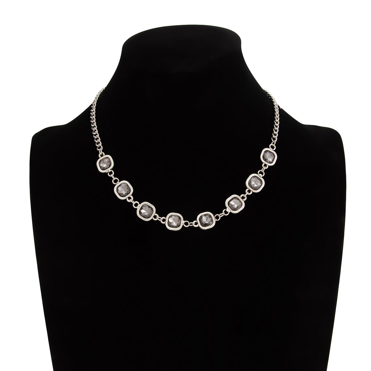 Minimalist Square Rhinestone Choker Necklace Bracelet - ArtGalleryZen