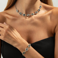 Thumbnail for Minimalist Square Rhinestone Choker Necklace Bracelet - ArtGalleryZen