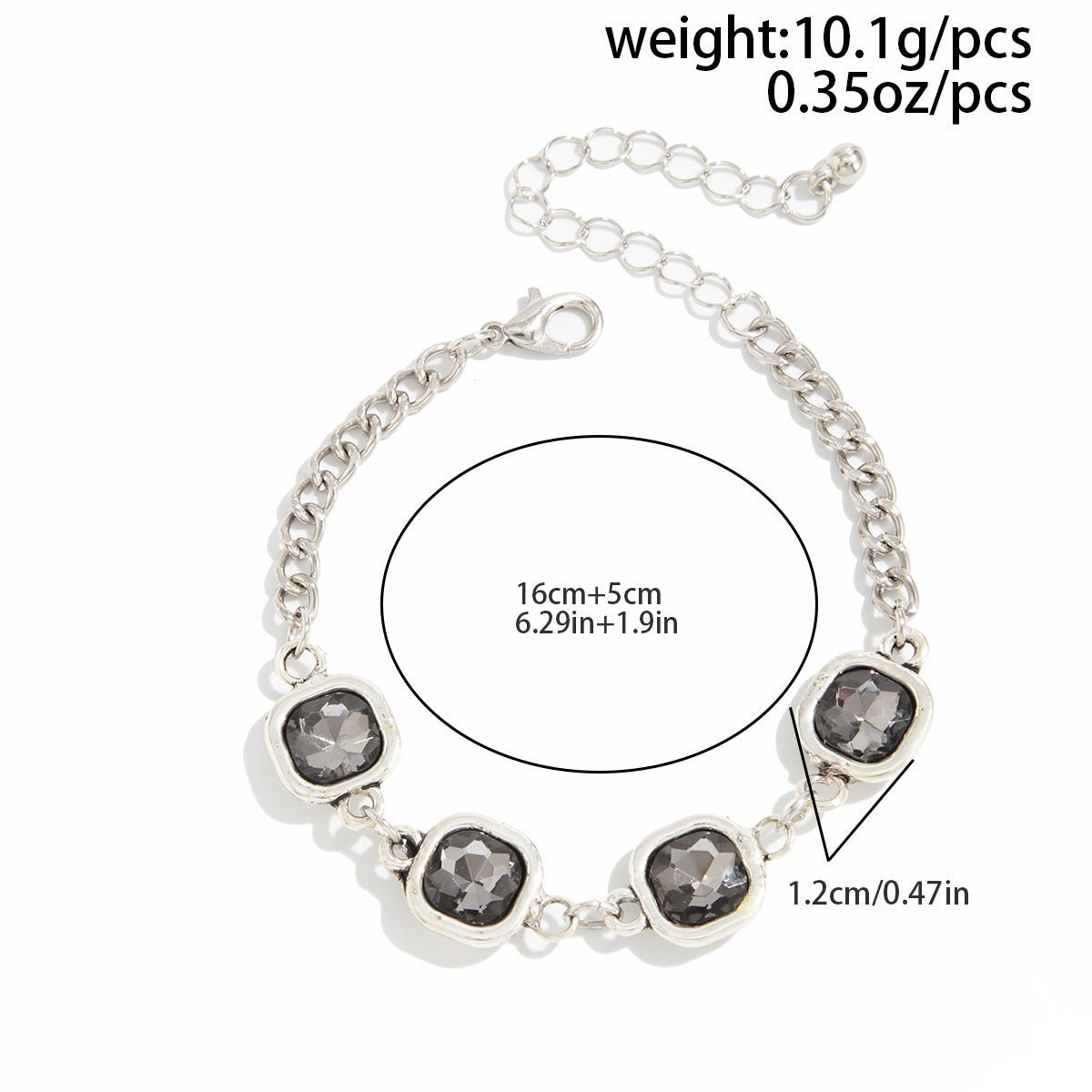 Minimalist Square Rhinestone Choker Necklace Bracelet - ArtGalleryZen