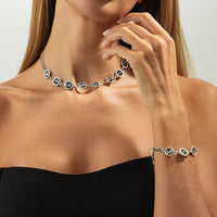 Thumbnail for Minimalist Square Rhinestone Choker Necklace Bracelet - ArtGalleryZen