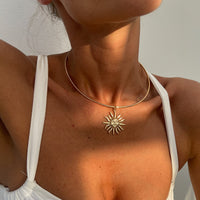 Thumbnail for Minimalist Sun Face Pendant Collar Necklace - ArtGalleryZen