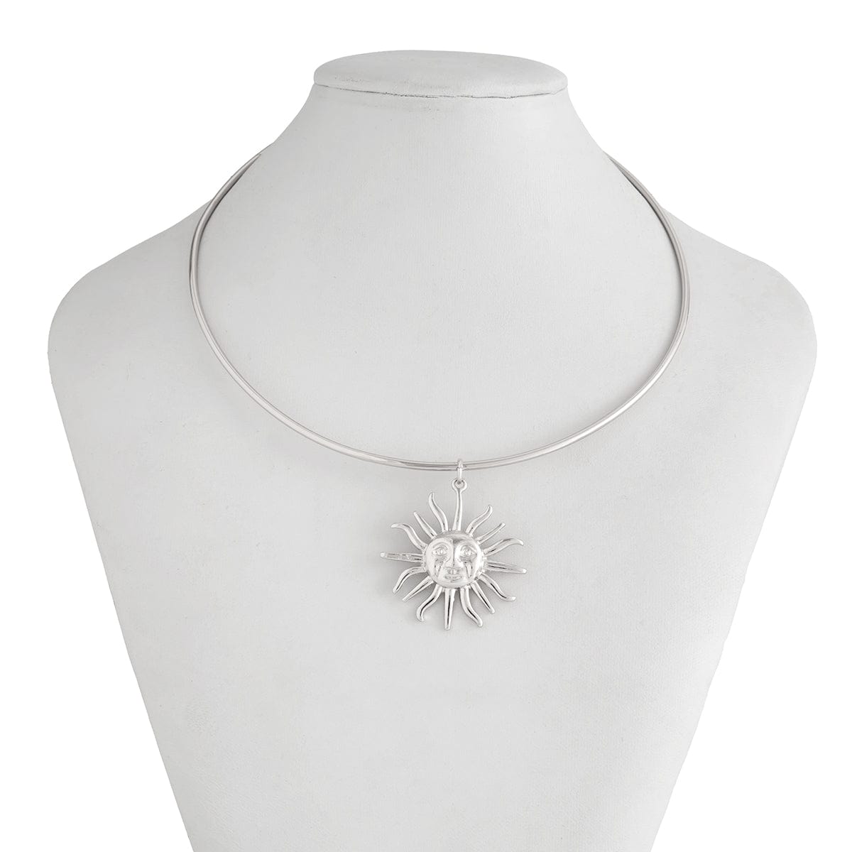 Minimalist Sun Face Pendant Collar Necklace - ArtGalleryZen