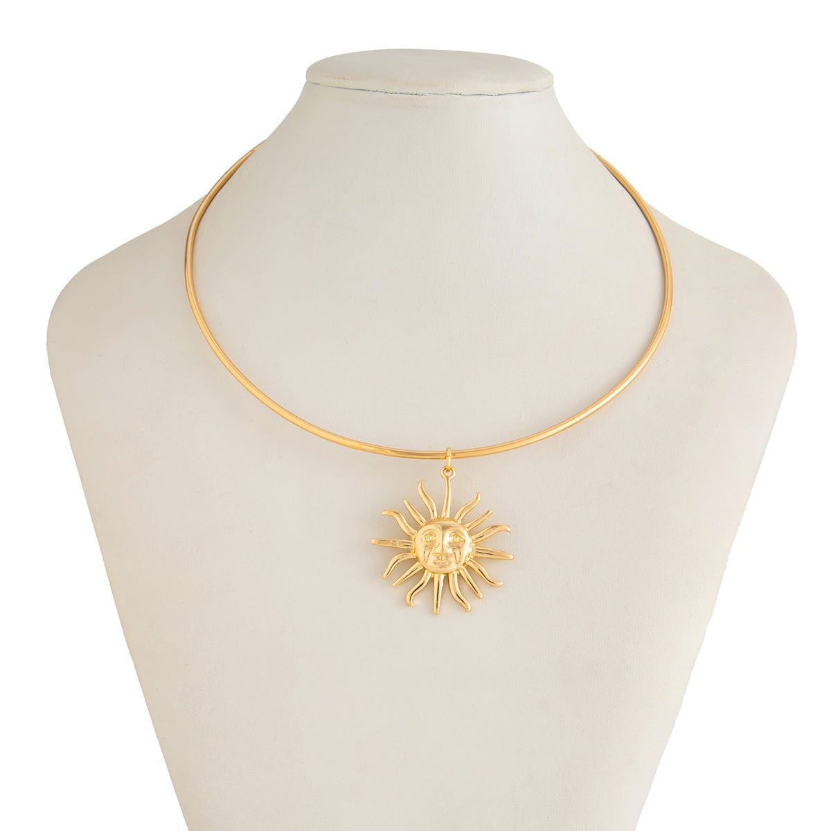 Minimalist Sun Face Pendant Collar Necklace - ArtGalleryZen