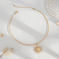Thumbnail for Minimalist Sun Face Pendant Collar Necklace - ArtGalleryZen