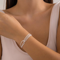 Thumbnail for Minimalist Three Layered Two Tone Twisted Chain Bracelet - ArtGalleryZen