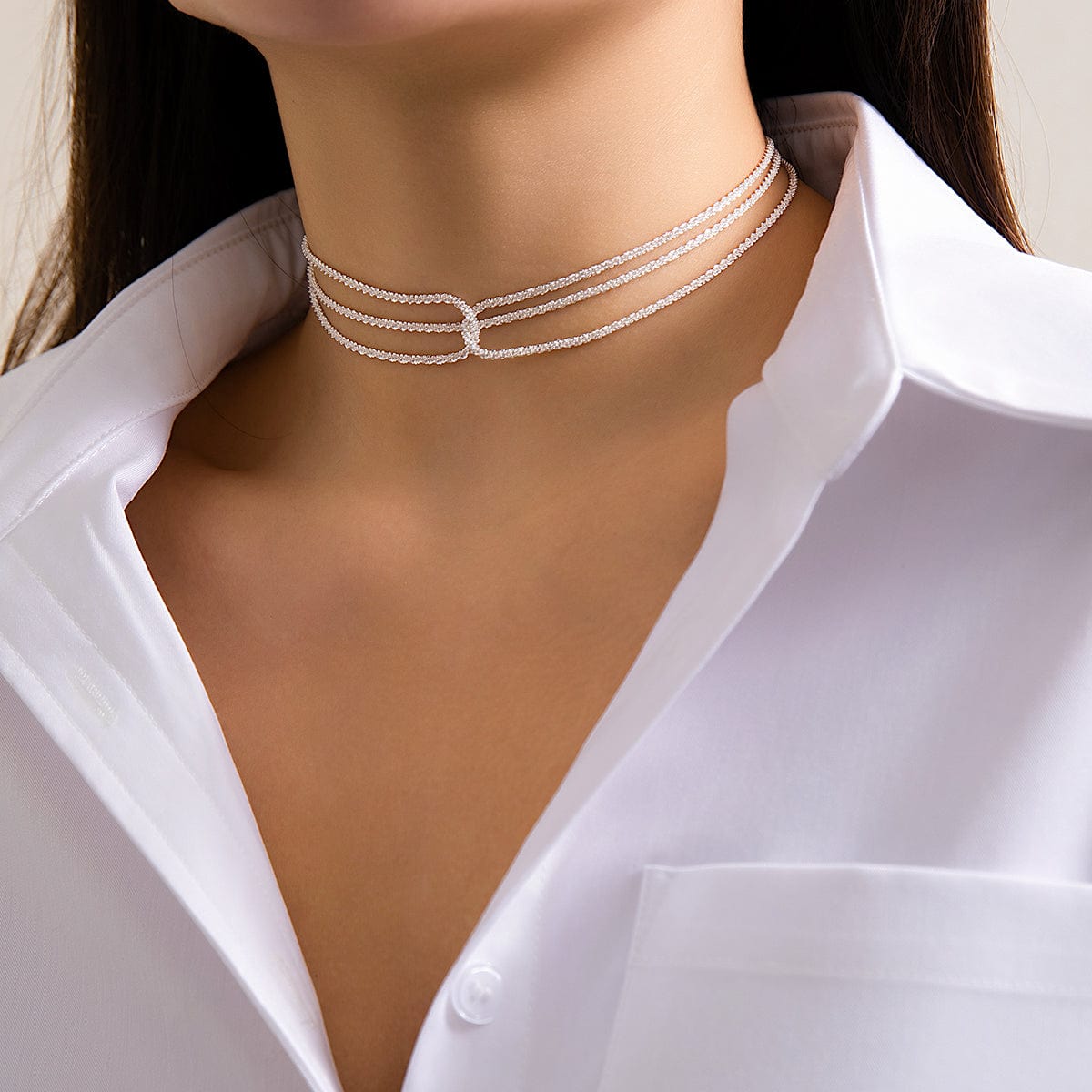 Minimalist Two Tone Twisted Choker Necklace - ArtGalleryZen