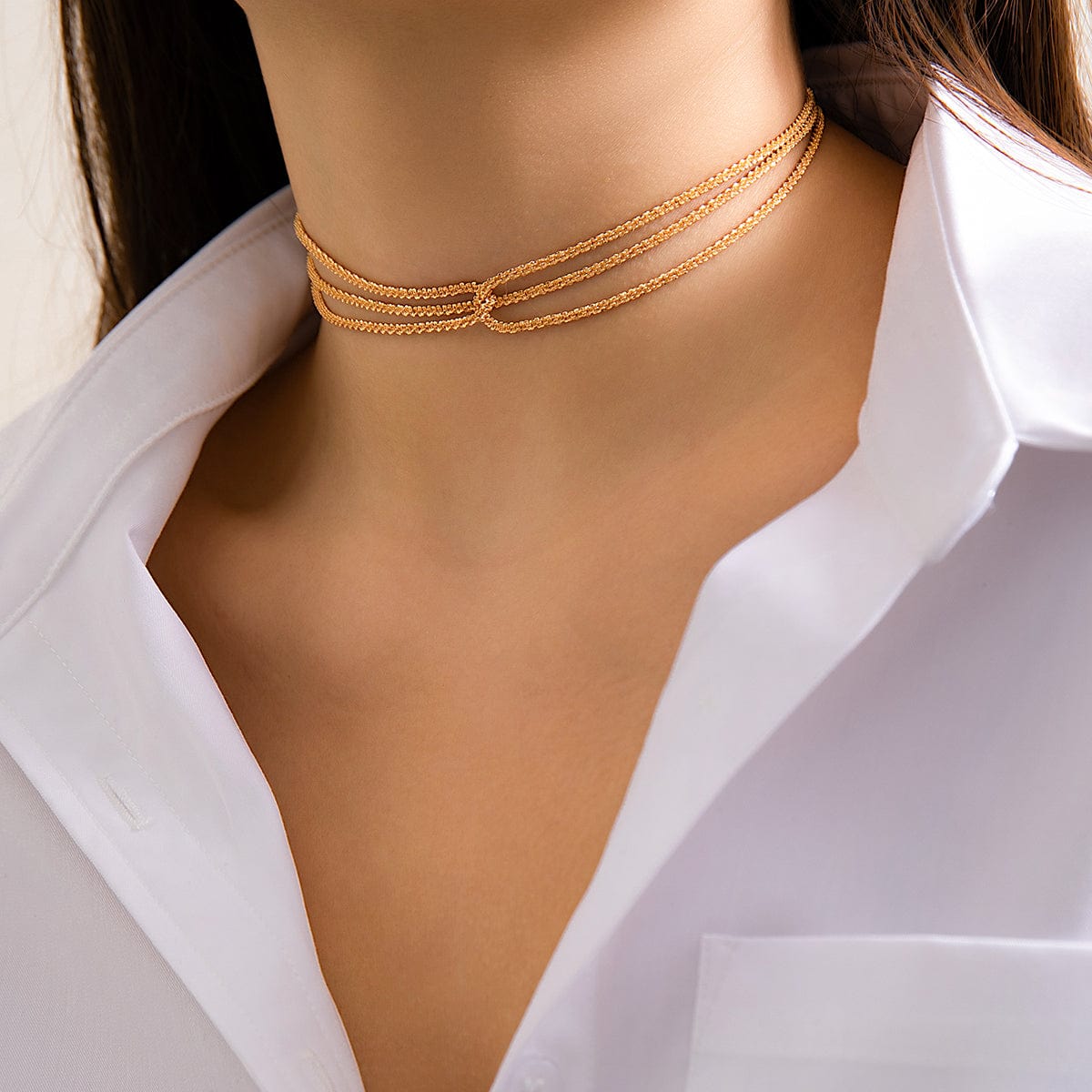 Minimalist Two Tone Twisted Choker Necklace - ArtGalleryZen