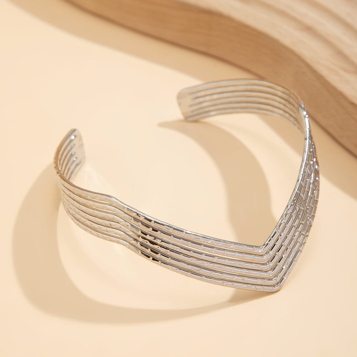 Minimalist V Shaped Lines Open Arm Cuff