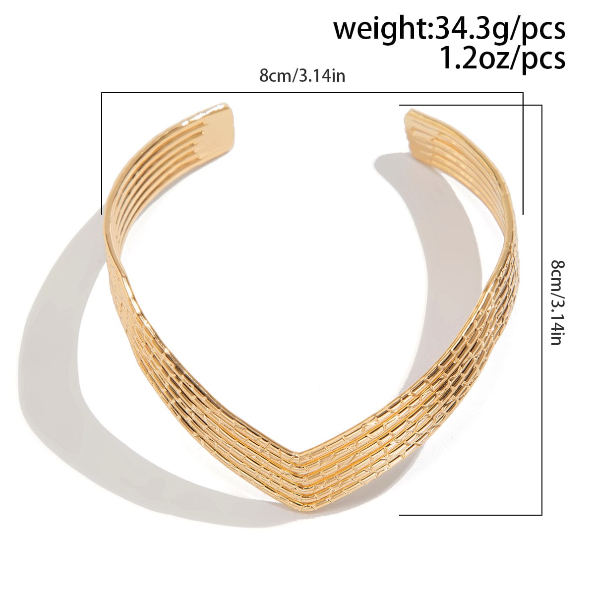 Minimalist V Shaped Lines Open Arm Cuff