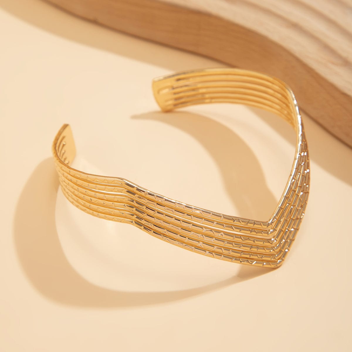 Minimalist V Shaped Lines Open Arm Cuff