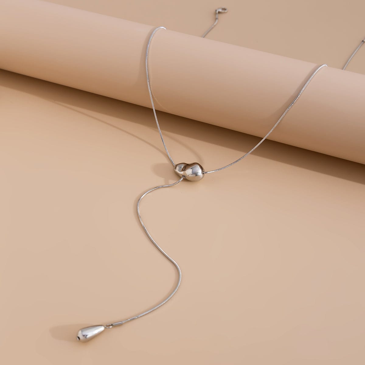 Minimalist Waterdrop Pendant Long Chain Y Necklace - ArtGalleryZen