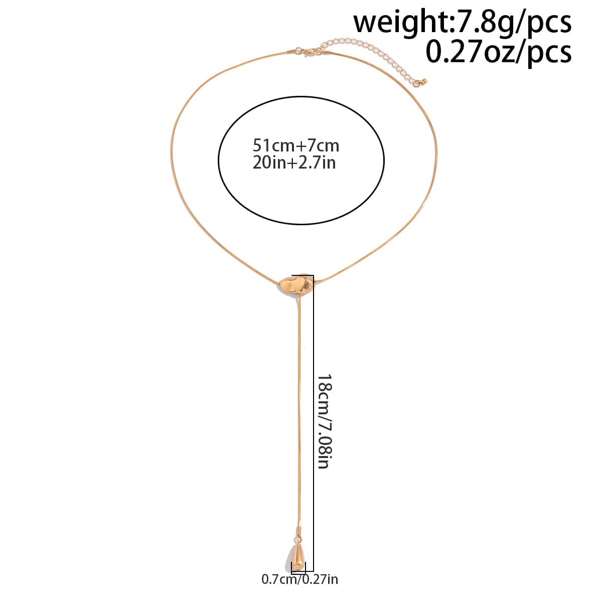 Minimalist Waterdrop Pendant Long Chain Y Necklace - ArtGalleryZen